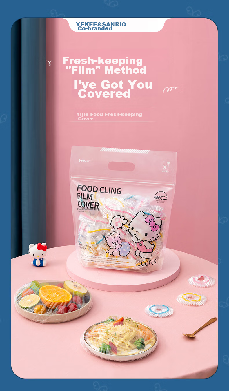 Yekee HelloKitty Colorful Disposable Food Covers, Prevent Flavor Mixing, Universal Striped Style, 200 Pieces 1