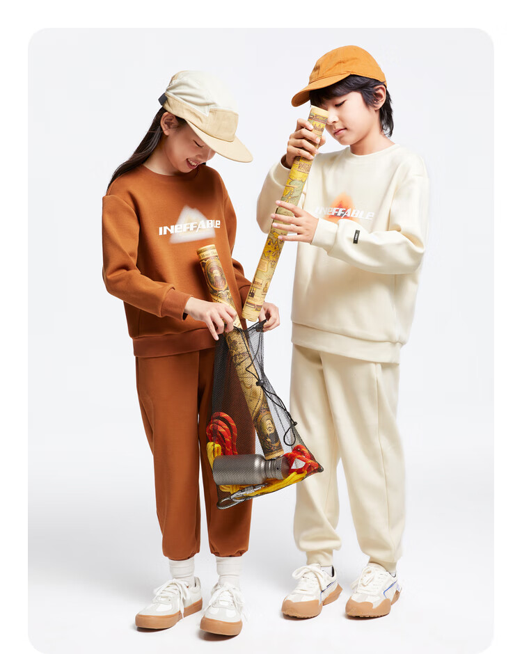 Annil Children's Clothing, Boys And Girls Round Neck Sweatshirt Set, Winter New Style with Fleece Lining, Top And Pants Two-Piece Set 6