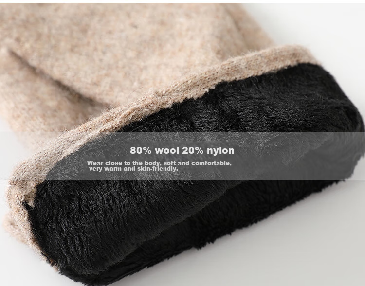 JIUMU Wool Thermal Gloves for Women, Winter Thickened Fleece-Lined Windproof Cold-Resistant Touchscreen Compatible Gloves 4