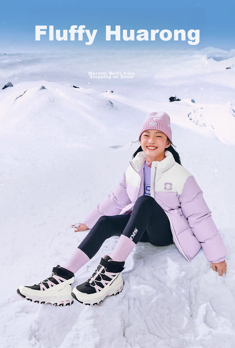 Skechers Children's Fleece-Lined Boots, Warm Cotton Shoes, High-Top Short Boots for Boys And Girls, Fleece-Lined Snow Boots, 660092L 19