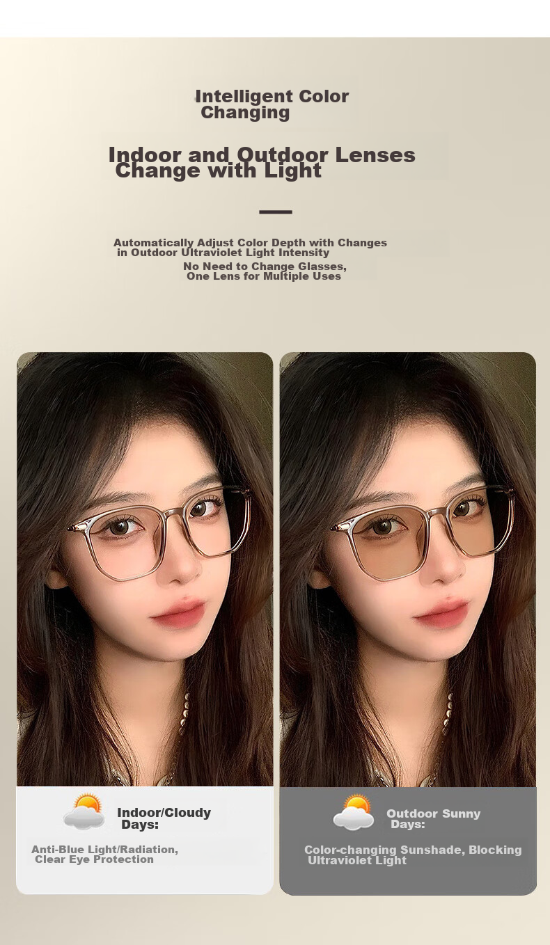 CAPONI Anti-Blue Light Glasses for Women with Myopia, Photochromic Non-Prescription Glasses for Men, Ultra-Light Cold Tea Frameless Glasses, Can Be Fitted with Prescription Lenses And Astigmatism Correctio 4