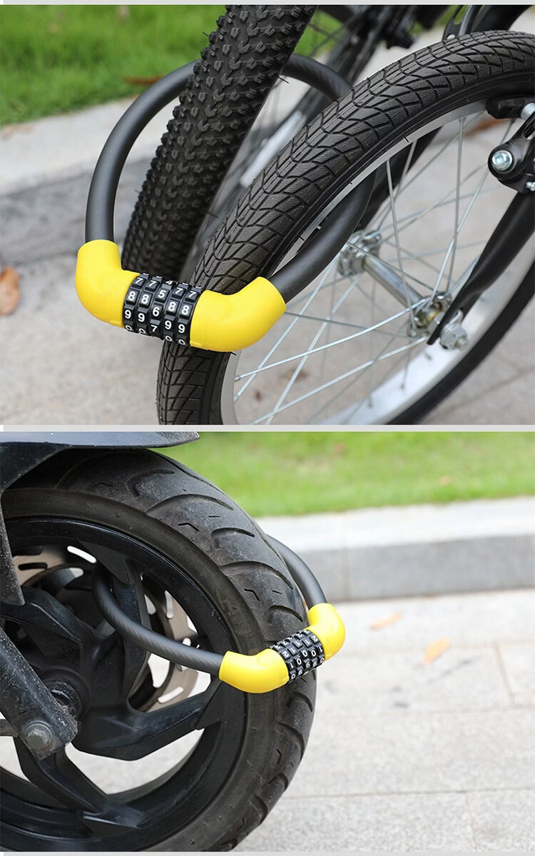 BIKEBROS Mountain Bike Portable Combination Lock, Anti-Theft Lock for Electric Bikes, Steel Wire Lock, Fixed Chain Combination Lock 10