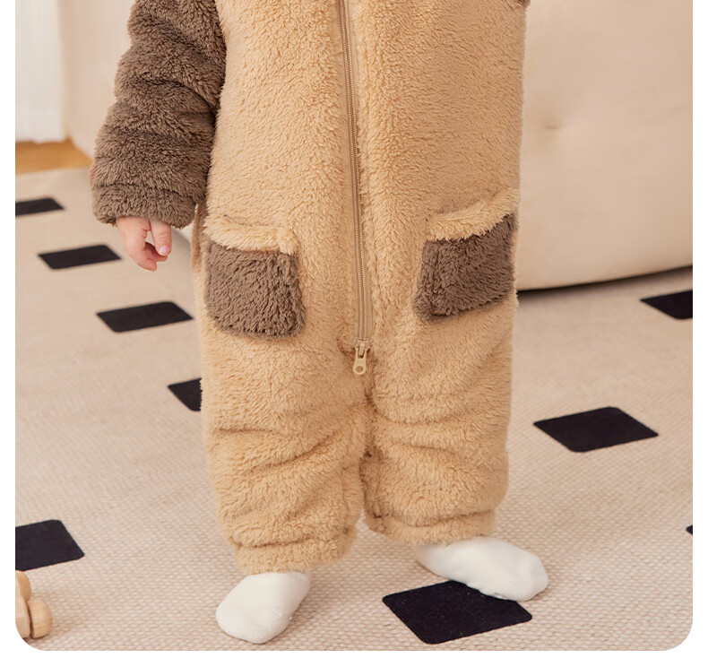 Beitaisi Baby Clothes Autumn Winter Padded Onesie, Thickened Warm Cute Fluffy Baby Outdoor Cotton Jacket Romper 16
