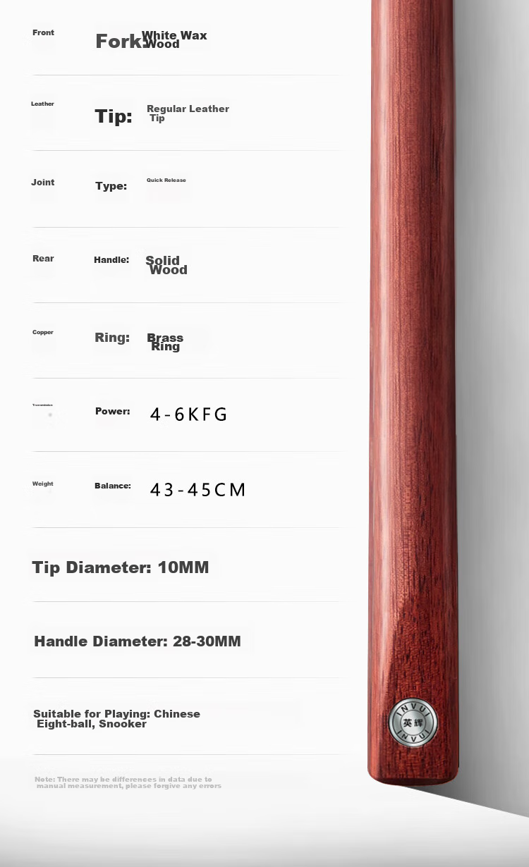 INVUI Pool Cue, Small Tip Cue, Purple Heart Wood, Black Eight Billiard Cue, Detachable Snooker Cue, Z-12 3