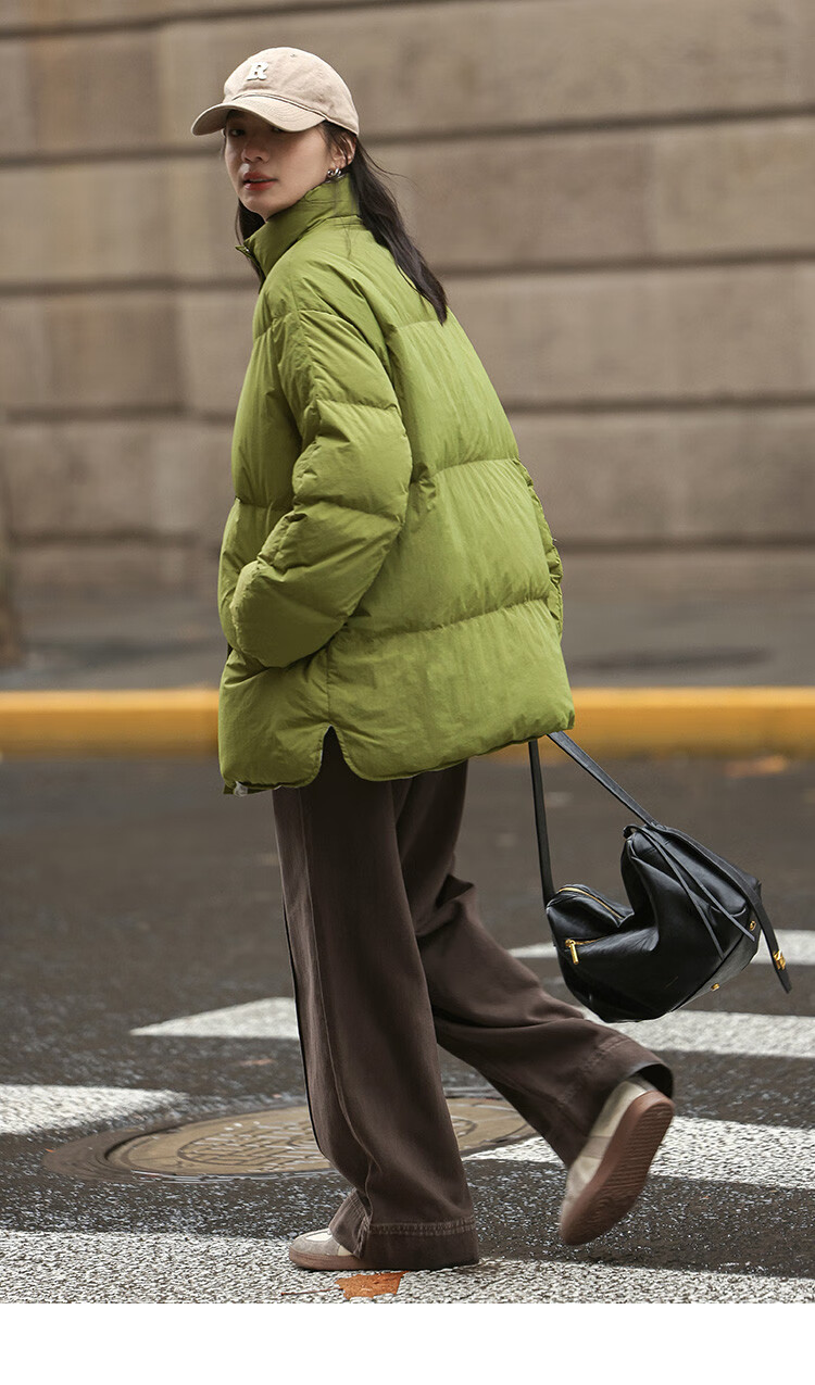 Dme [Avocado Good Mood] Winter Lightweight Stand Collar Warm 90% Duck Down Filling Versatile Women's down Jacket 12