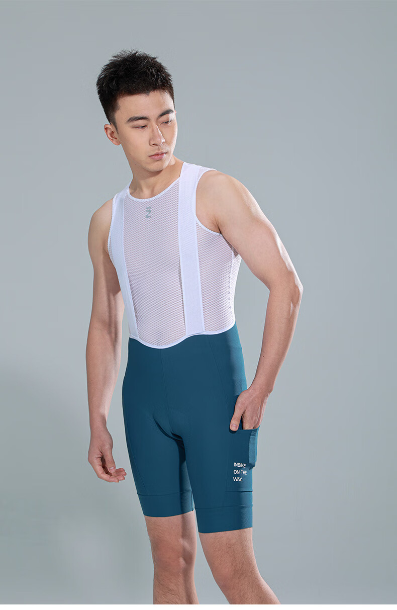 INBIKE Cycling Bib Shorts for Men, Breathable Padded Quick-Dry Sweat-Wicking Road Bike Shorts, Spring And Summer Cycling Gear, Blue XL 10