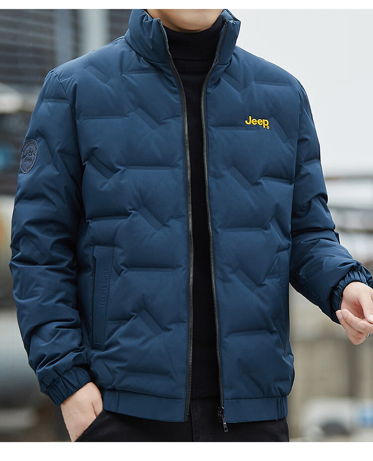 JEEP Men's Winter Short Down Jacket Casual Stand Collar Coat Warm Reversible Black 4XL 14