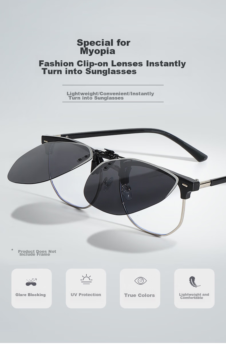LESCA LUNETIER Myopia Sunglasses Clip for Men, Driving-Specific Polarized UV Protection for Women, High-Definition Black And Gray Lens (Daily Use) 1
