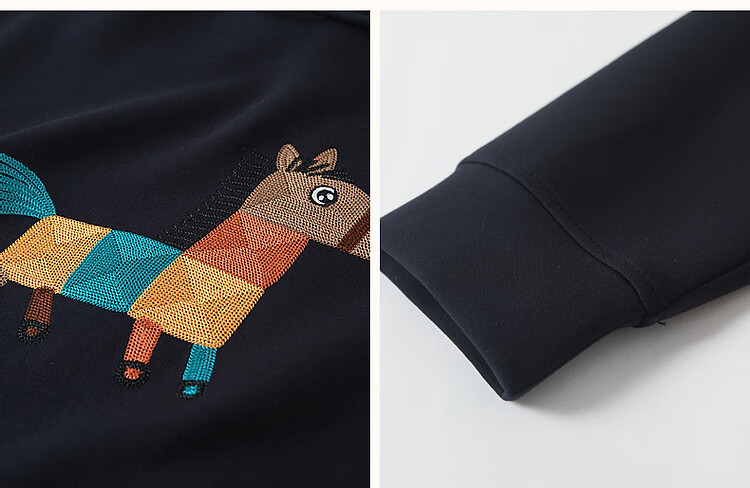 DME "Fresh Clothes and Angry Horses" Embroidered Hoodie, Spring and Autumn Age-Reducing Weapon, Soft 350G Air Layer Hooded Top 12