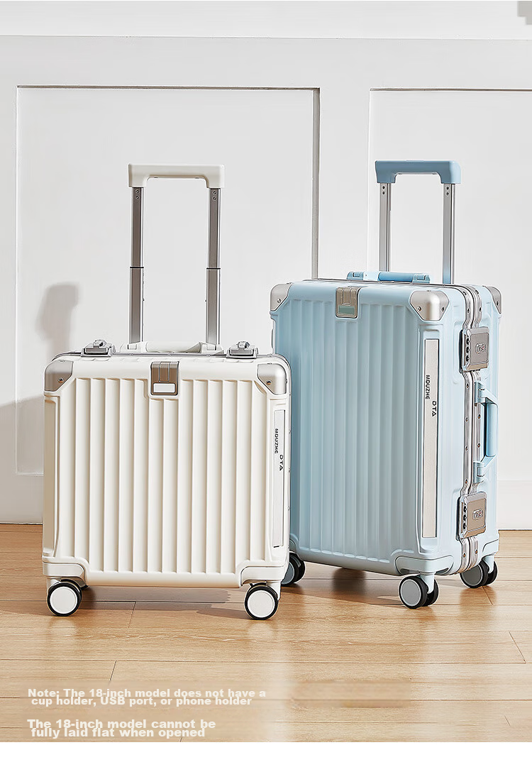 DTA Multifunctional Luggage for Women And Men, Spinner Wheels, Aluminum Frame Carry-On Suitcase, Travel Leather Case, Ivory White, 20 Inches 3