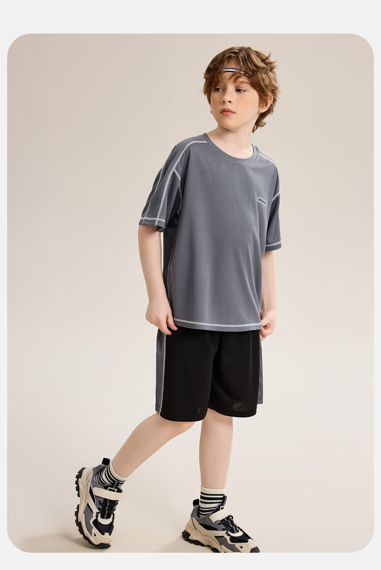 ASK JUNIOR Boys' Sports Set Summer Children's Lightweight Quick-Dry T-Shirt + Shorts Two-Piece Tennis Outfit for Older Kids 150 15