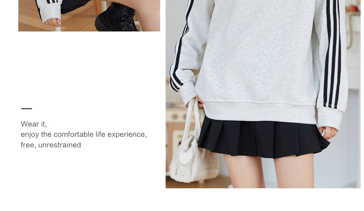 Halo Queen Women's Sweatshirt, Round Neck, Striped, Fashionable New Year Red, Casual Style, Loose-Fitting Top Jacket H143W1017 71