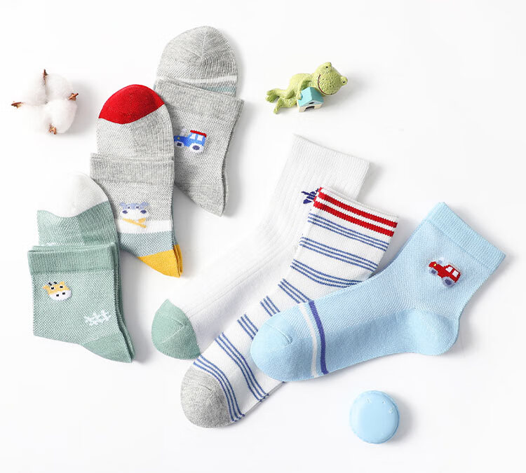 LangSha Children's Socks, Boys' Cotton Mesh Spring And Summer Thin Breathable Baby Mid-Calf Short Socks for Older Kids 15
