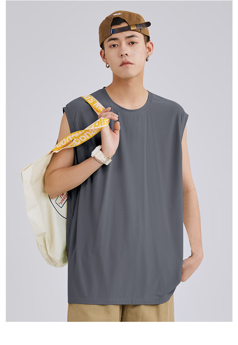 Baleno Men's Summer Vest, New Mesh Breathable Ice Silk Cool Basketball Sports Round Neck Sleeveless Casual Outdoor Quick-Dry Undershirt 19