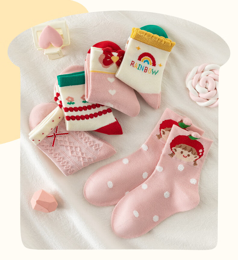 Caramella Spring And Summer Children's Socks, Girls' Mid-Calf Socks, Cartoon Cute Xinjiang Cotton Soft Comfortable Baby Floor Socks 3
