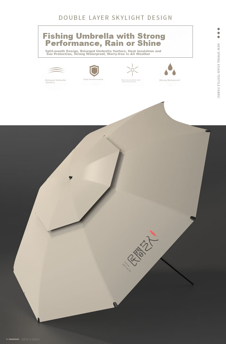 Minjianyiren New Fishing Umbrella, Outdoor Sunshade Umbrella, Walking Stick Fishing Umbrella, Ground Insert, Sun Protection, Windproof, Omnidirectional Double-Bend Rain-Proof, 2.2 Meters 5
