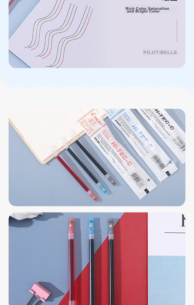 PILOT Gel Pen Refill, Signature Pen Refill, Handwriting Practice Pen Quick-Drying Refill, Compatible with BLLH-20C Ink Cartridge BLS-HC3 0.3mm Blue Single Piece 5