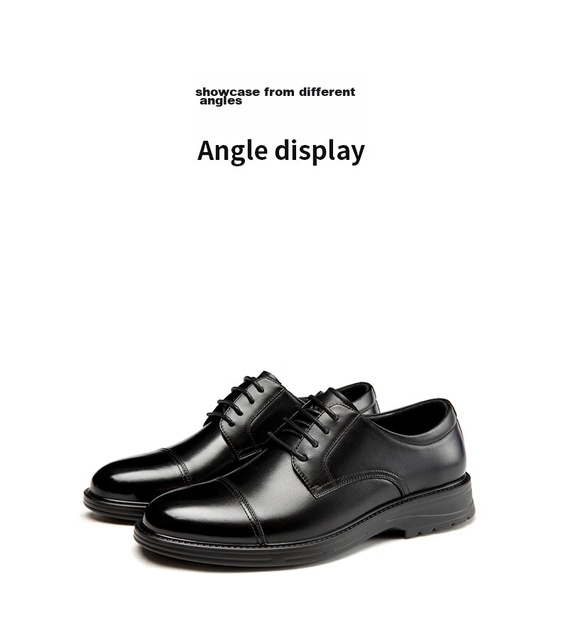 Aokang Business Formal Commuter Derby Shoes, Cowhide Comfortable Three-Joint Leather Shoes for Men, Black, Size 41 16