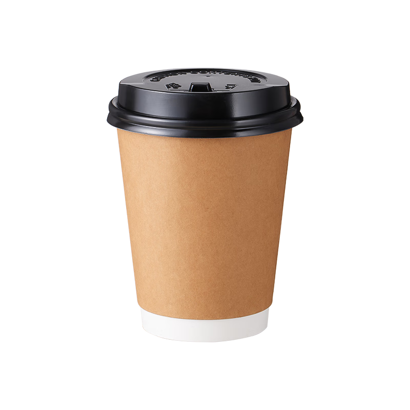 BJ Disposable Coffee Cups, Single-Use Cups, Paper Cups, Soy Milk And Bubble Tea Cups, Double-Layer with Lid, Hot Drink Cups, 400ml, 25 Pieces