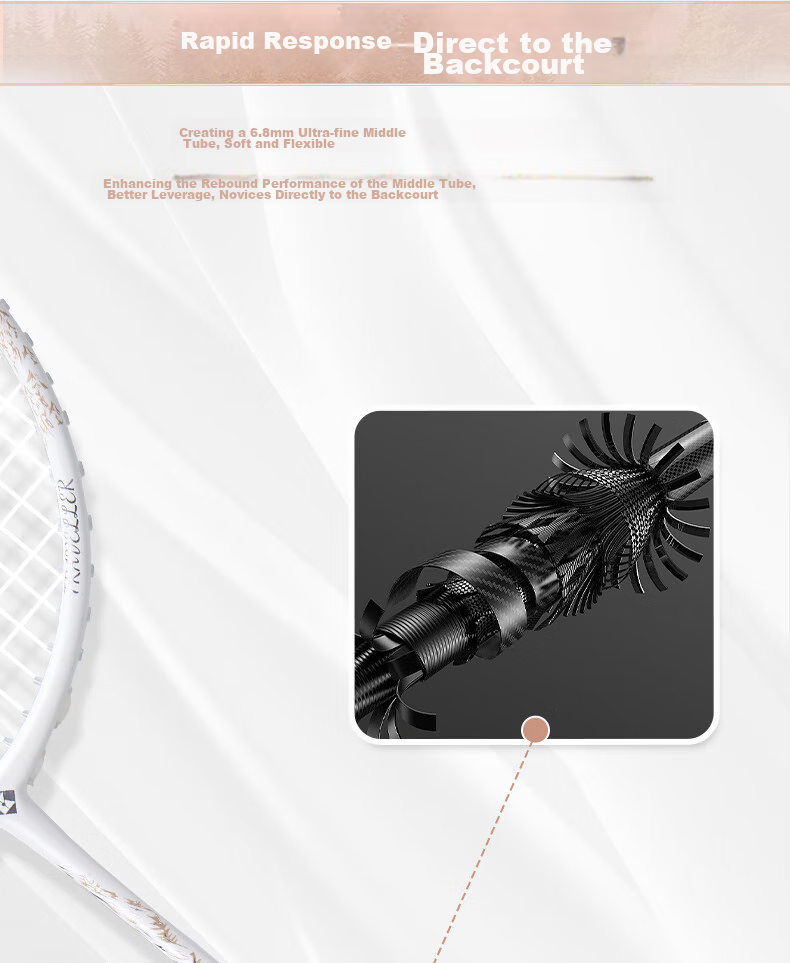 KUMPOO Badminton Racket, Full Carbon Ultra-Light Durable All-Round Model, Xunfeng Deep Forest Autumn Brown Light Pink String 11