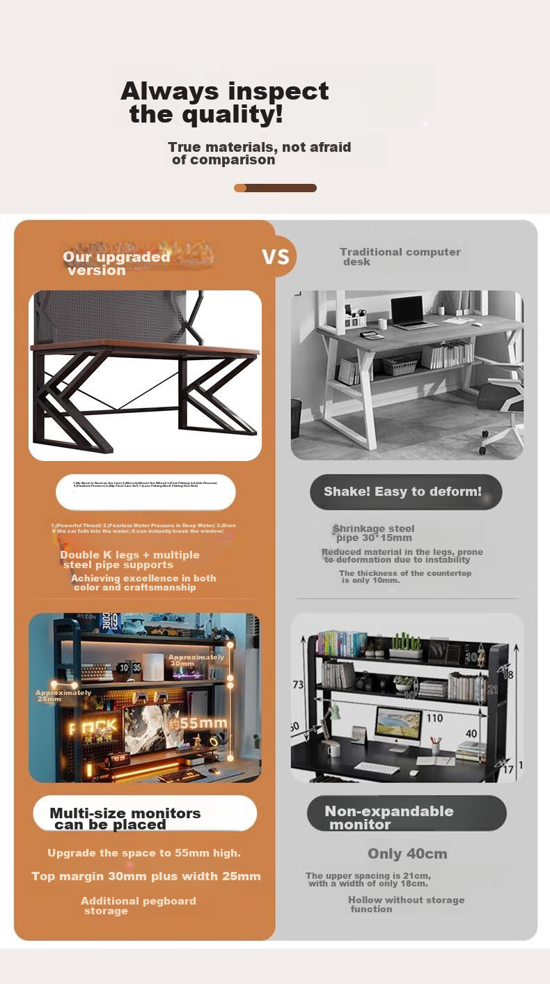 Quanpinwu Computer Desk with Storage, Gaming Desk, Study Table, Organizer Shelf, Pegboard Combination All-In Office Desk 4