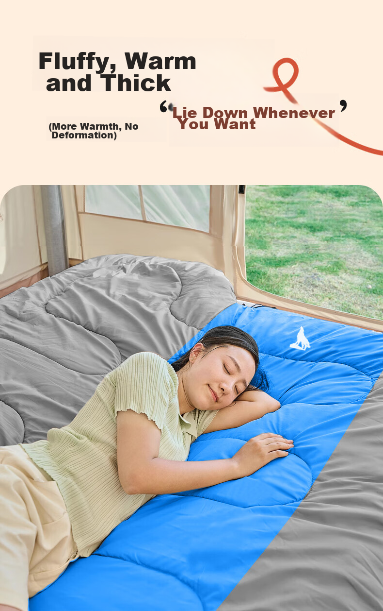 BeiJiLang Sleeping Bag for Adults, Outdoor Travel, Winter And All Seasons, Warm Indoor Camping, Double-Person Dirt-Proof Cotton Sleeping Bag, 1.0KG 4
