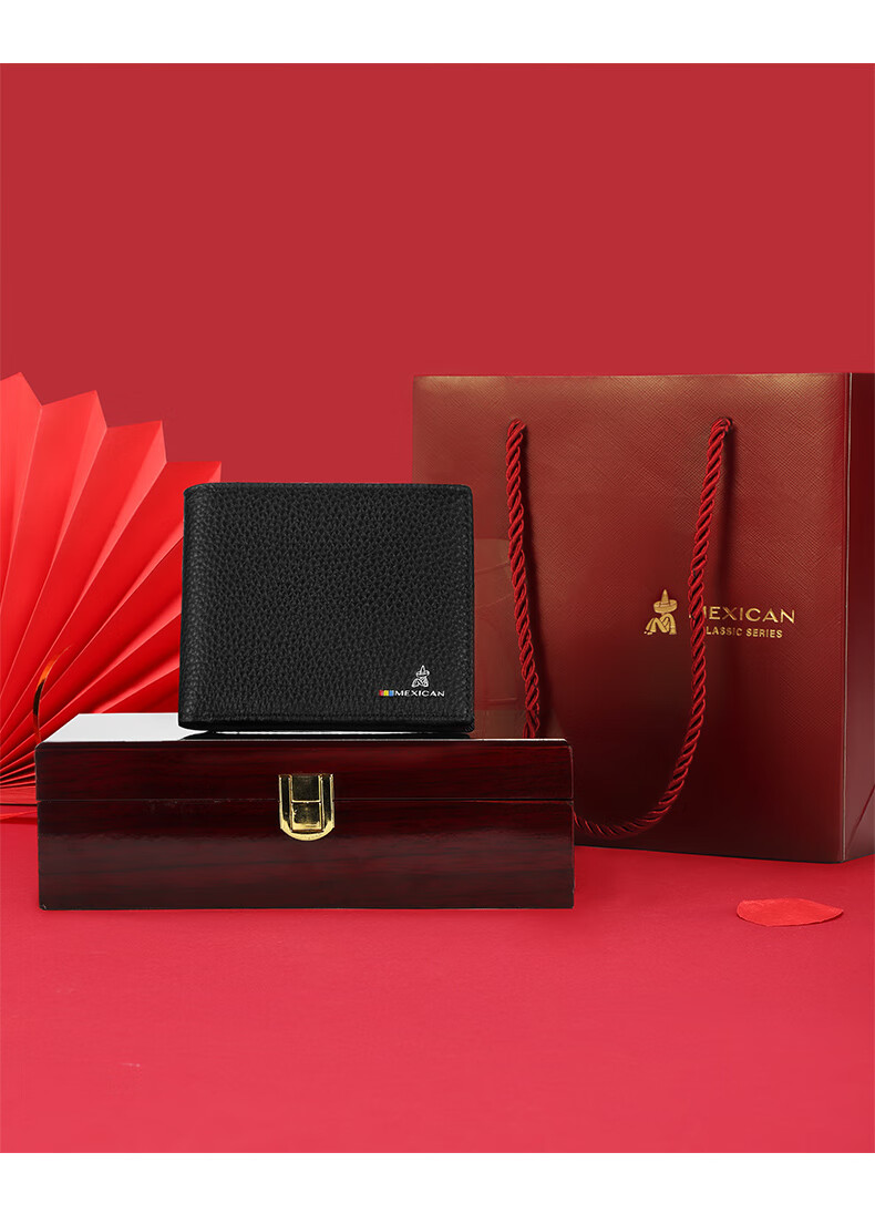 MEXICAN Genuine Top-Grain Leather Short Wallet for Men, High-Quality Gift Box Birthday Present for Boyfriend Or Father 4