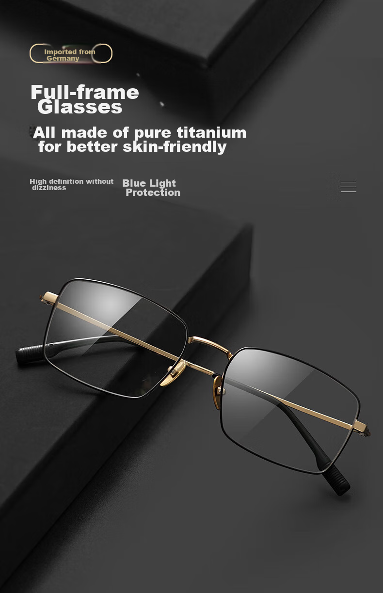 ARNO FOCUS ON YOUR EYES Ultra-Light Pure Titanium Reading Glasses for Men, German Import High-Definition Anti-Blue Light Premium Brand Glasses for Elderly A106 200 Degrees 1
