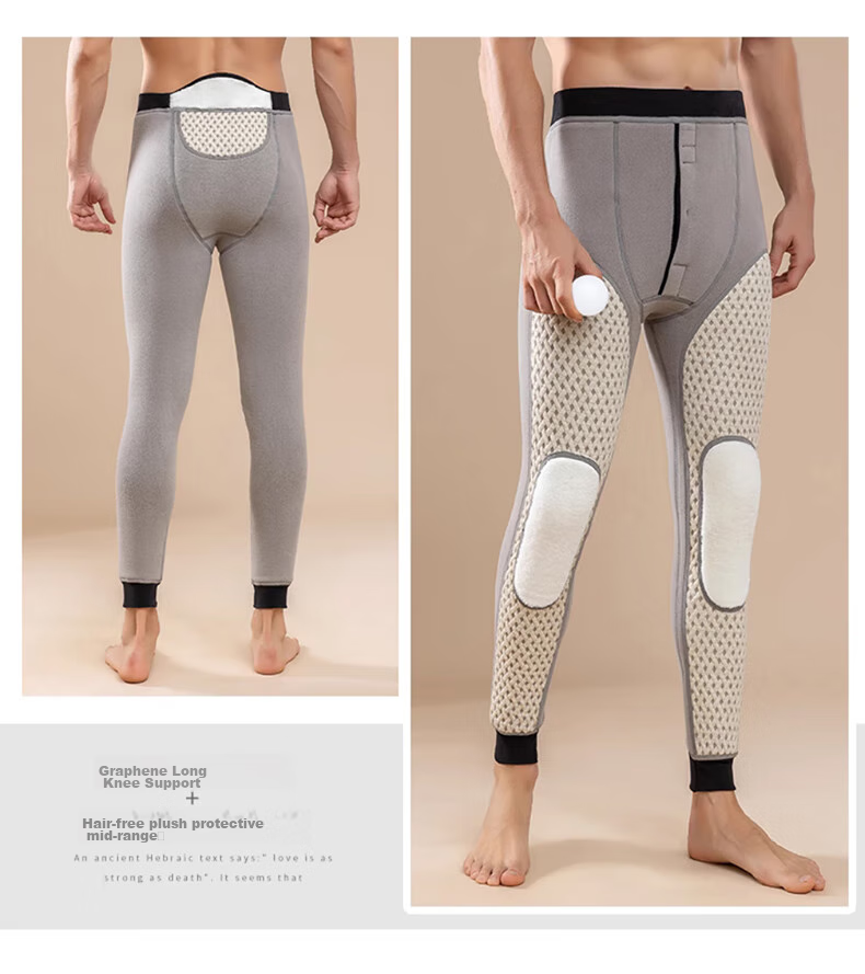 LangSha Thermal Underwear for Men [2026 Fall New Arrival], Fleece-Lined Thick Graphene Knee Protection Base Layer Pants, Extra Thick Cotton Pants for Northeast China 24