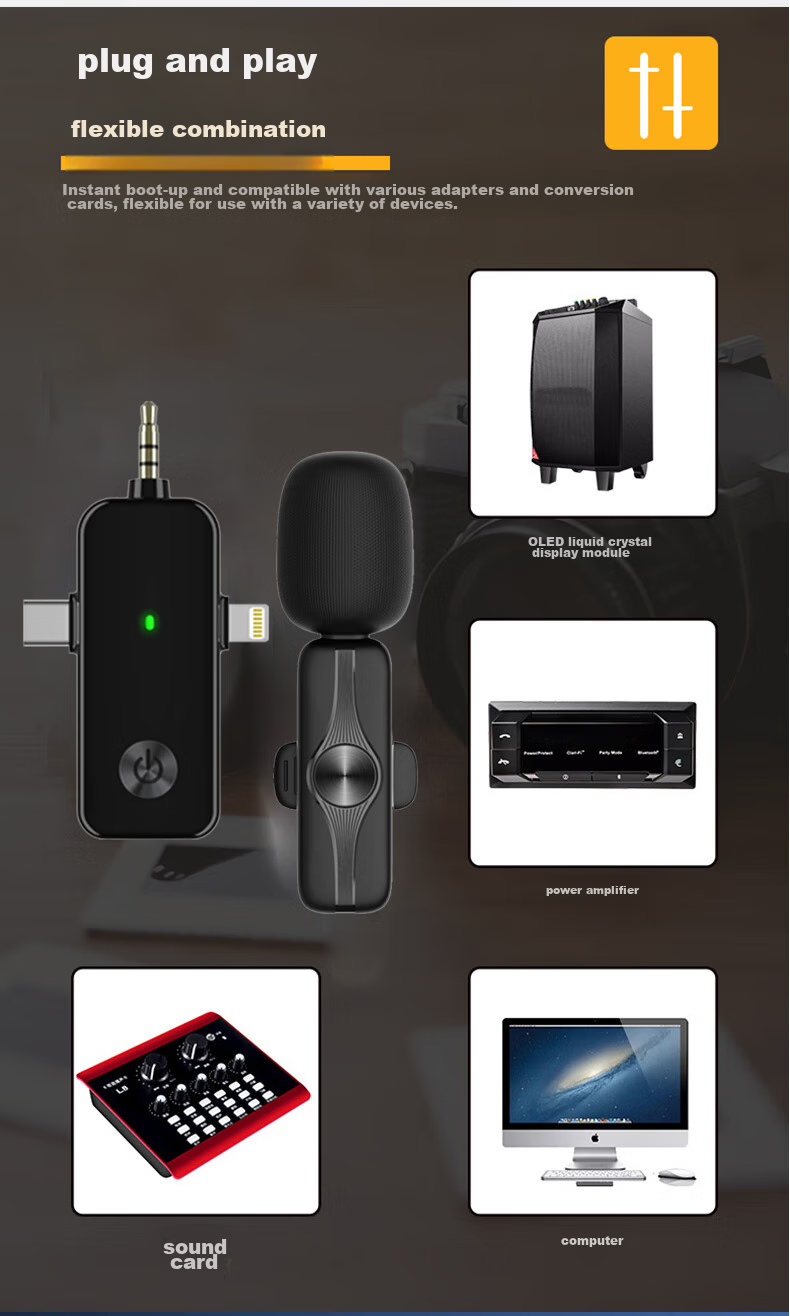 Masentek AP003 Wireless Lavalier Microphone, Douyin Live Streaming Online Class Microphone Recorder, Compatible with Apple Android Type-C Phones Computers 3.5mm Cameras 11