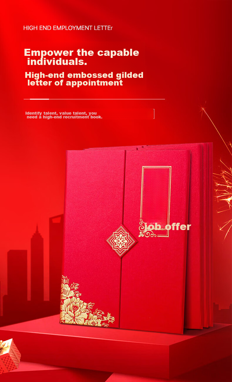 Befon A4 High-Quality Honor Appointment Letter Cover, Tri-Fold Vertical Appointment Certificate, with 2 Printable Inner Pages Included, Single Book Pack, Red 7335 1