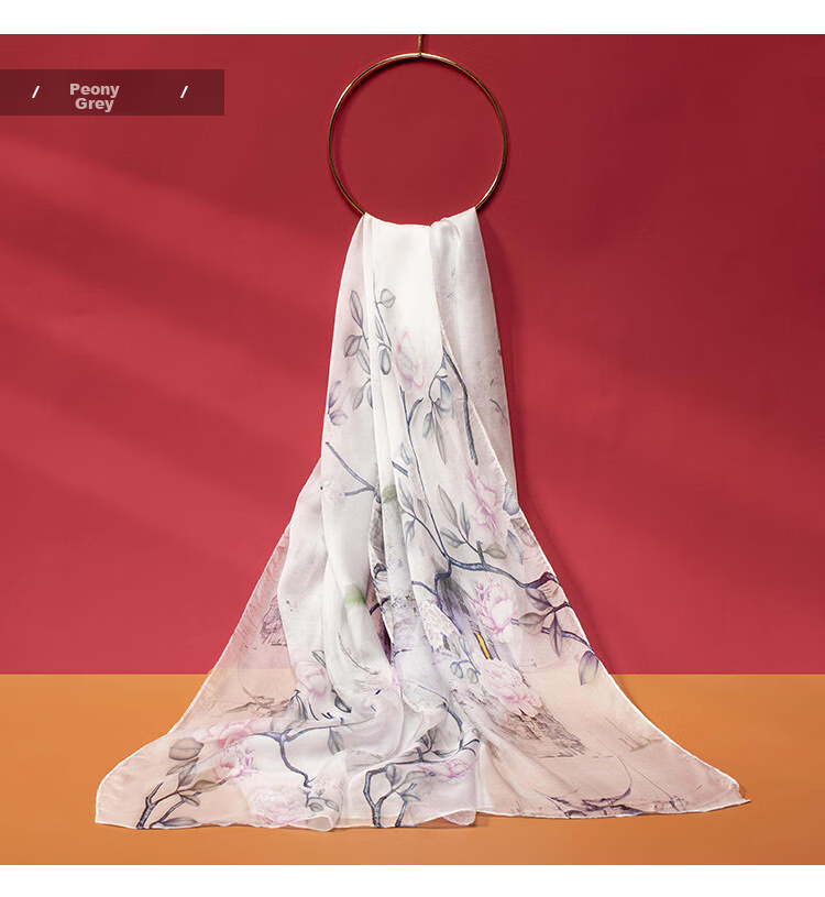 Shanghai Story Women's 100% Mulberry Silk Chiffon Scarf Sunscreen Shawl Birthday Gift Scarf Gift Box Rose Pink 18