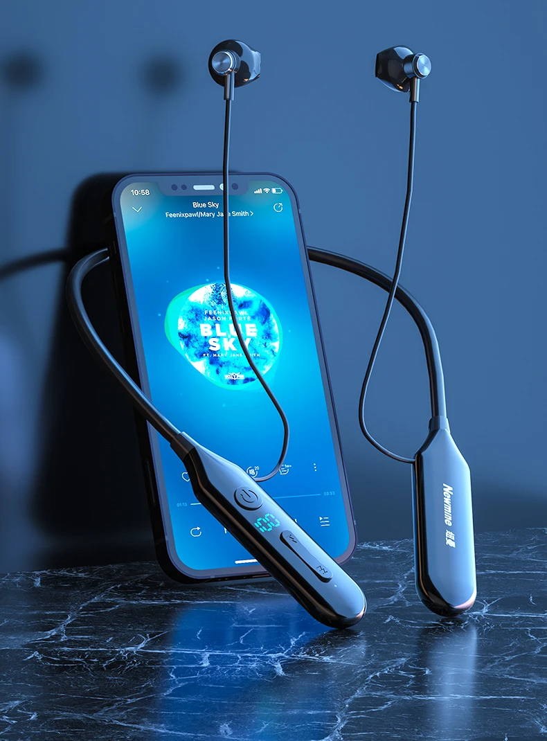 Newman C37 Bluetooth headset hanging neck wireless sports headset neck hanging semi-in-ear noise-cancelling music headset super long battery life large battery for Apple Huawei Xiaomi mobile phone Newman C37 Bluetooth headset hanging neck wireless sports headset neck hanging semi-in-ear noise-cancelling music headset super long battery life large battery for Apple Huawei Xiaomi mobile phone