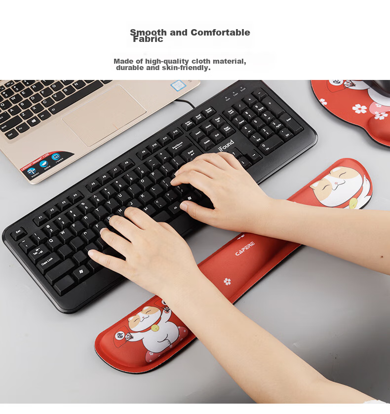 CAPERE Keyboard Wrist Rest, Slow Rebound Large Hand Support Wrist Pad, Comfortable Computer Office Wrist Cushion, Black H221, 420x85x25mm 3