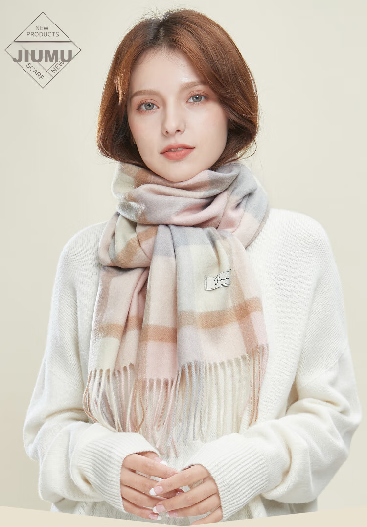 JIUMU Pure Wool Scarf for Women, Autumn And Winter Neck Warmer, Ladies' Warm Shawl, Gift for Women on Mid-Autumn Festival Or Birthday, Gift Box Packaging 1