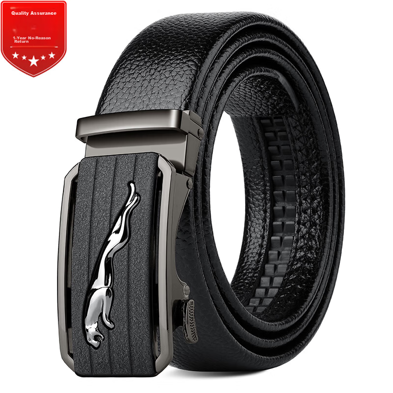 HALFEEL Men's Belt with Automatic Buckle, Durable Leather Waistband, Korean Style Casual Business Belt for Young And Middle-Aged Men, Military Training And Father's Day Gift