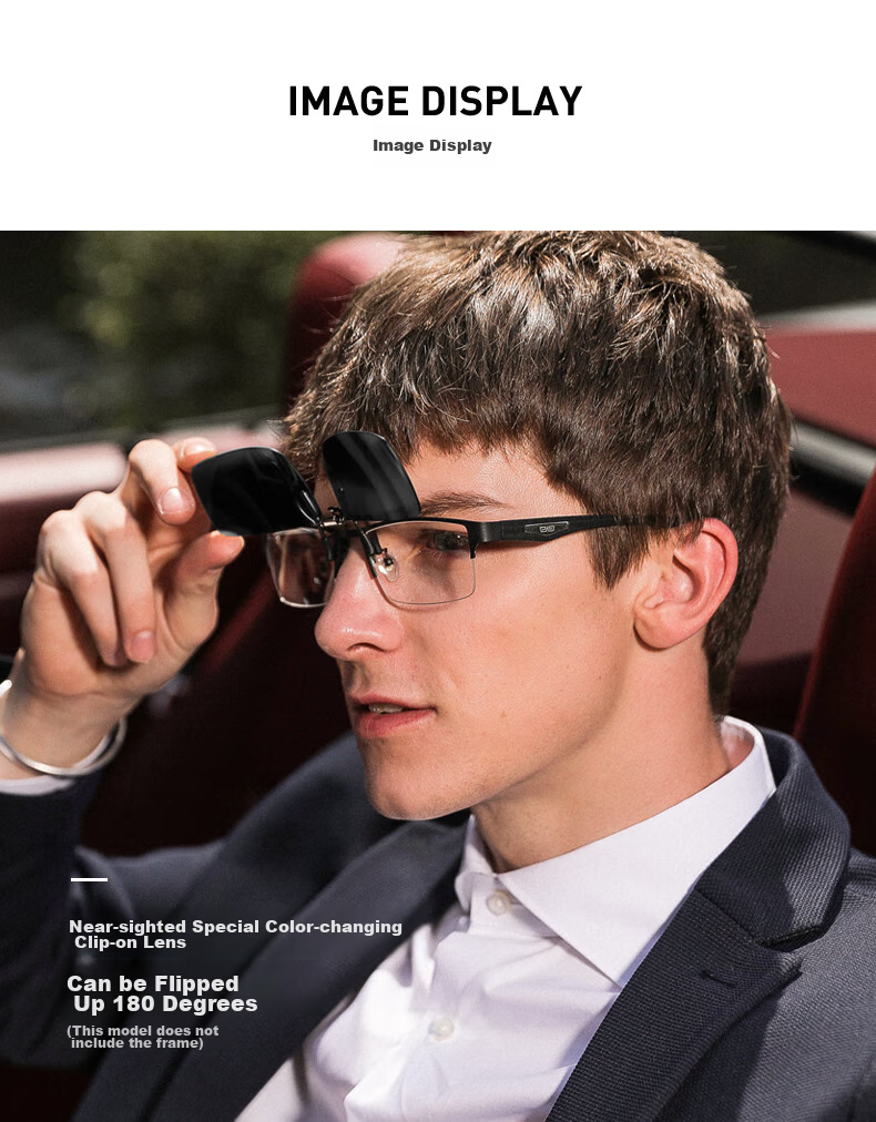 CAPONI Clip-On Sunglasses for Nearsightedness, Polarized, Specialized for Drivers, Fishing, Night Vision, And Sun Protectio 2