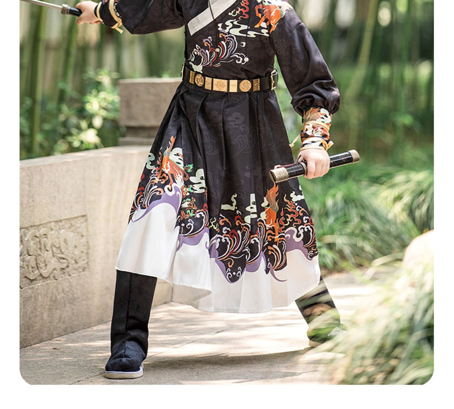 ROMON Boys' Hanfu, New Chinese-Style Ming Dynasty Hanfu, Children's National Style Graduation Performance Costume, Black Flying Fish Outfit, Size 120 7