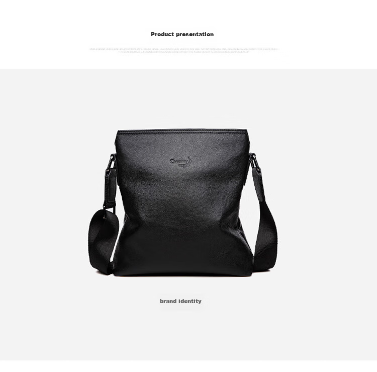 CROCODILE Top-Grain Leather Napa Texture Men's Business Vertical Shoulder Bag Crossbody Bag XT208 Black, Gift for Boyfriend 12