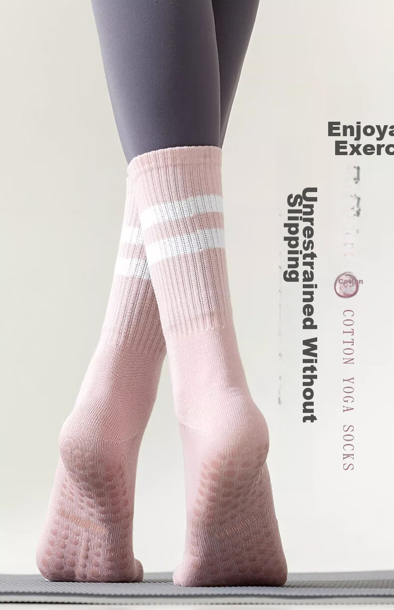 LangSha Yoga Socks for Women, Mid-Calf Sports Fitness Socks, Non-Slip Socks, Pilates Dance Socks, Silicone Floor Socks 1