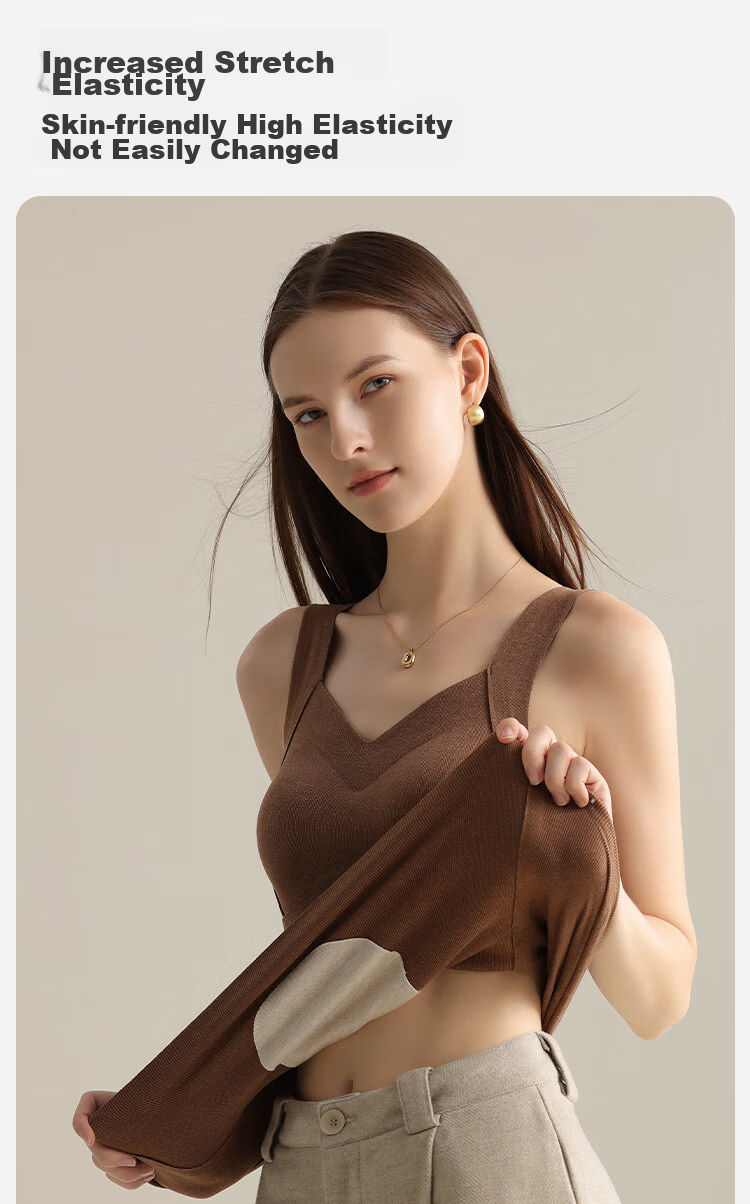 GUJIN Seamless Thermal Vest for Women, Undershirt Camisole with Chest Pads, Contains Mulberry Silk Patch, New Autumn And Winter Style for Ladies 6