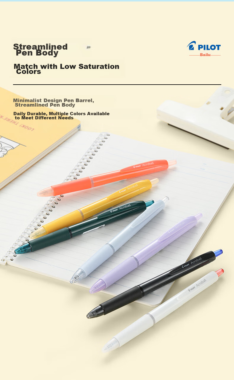 PILOT Acro Smooth Ballpoint Pen with Retractable Mechanism for Students, Office Use And Exams BAB-17 0.7 Black/Red 7