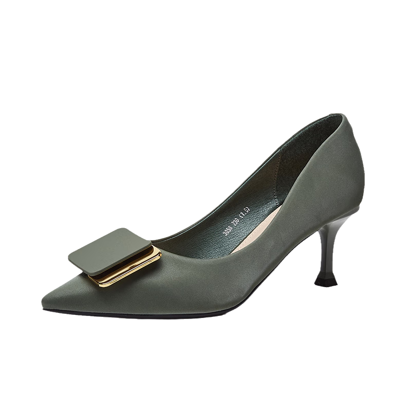 DAPHNE Women's High Heels, Fashionable Elegant Pointed Toe Stilettos, Slip-On Dress Shoes, Women's Footwear 4622101040, Green, Size 36