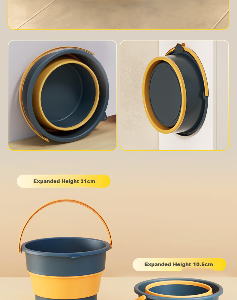 Wuyuehua Large Folding Water Bucket, Foot Soaking Bucket, 16L Car-Mounted Outdoor Water Storage Bucket, Fishing Bucket, Travel Car Wash Bucket, Household Use Bucket 3