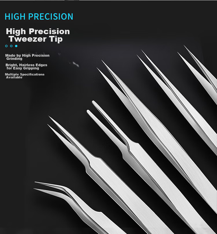 TOPFORZA TZ-4511, Pointed Tip, Bent Tip, Flat Tip, And Flat Head Professional Precision Tweezers Set, Pry Bar Tool Kit, 10-Piece Set 7