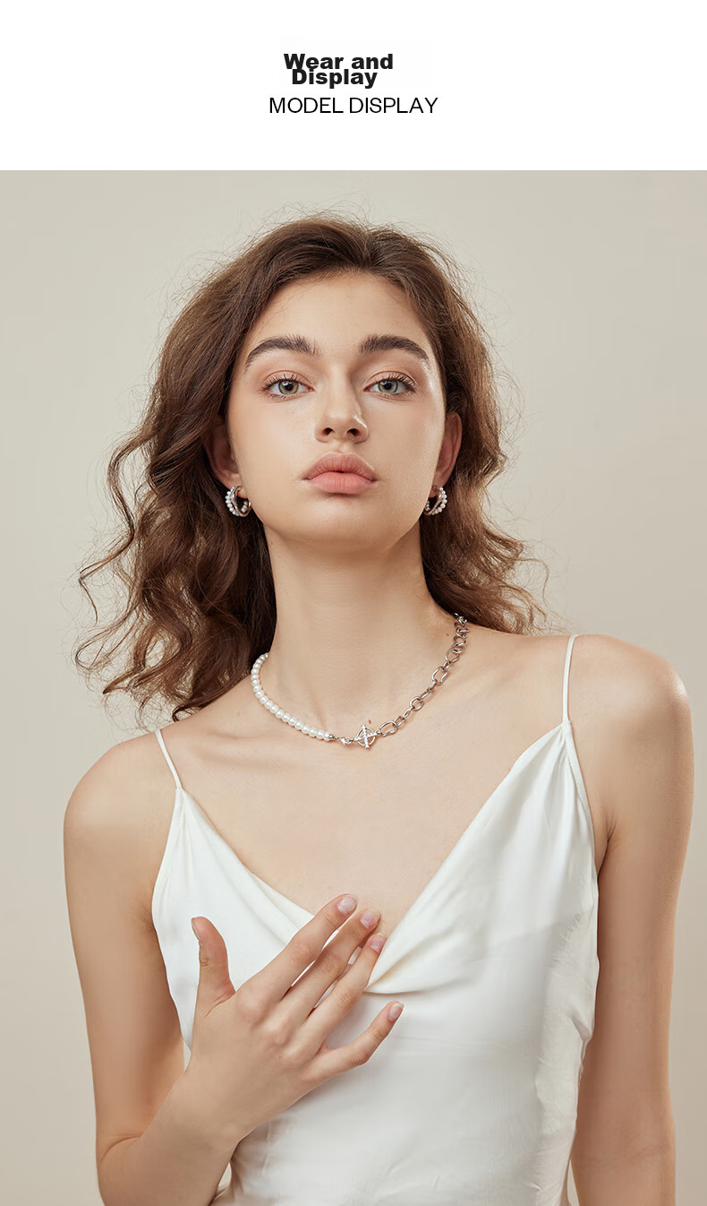 Arsis Flowing Light Spliced Necklace for Women, Original Design with Beaded Pearls, Fashionable Collarbone Chain, Gift for Girlfriend on Birthday 4