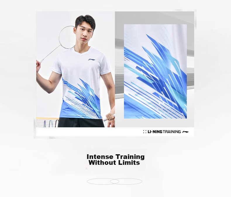 Li-Ning Badminton Outfit for Men And Women, Short-Sleeve Quick-Dry Competition Set, Top And Pants Two-Piece Set, Deep Navy Blue, Size L 11