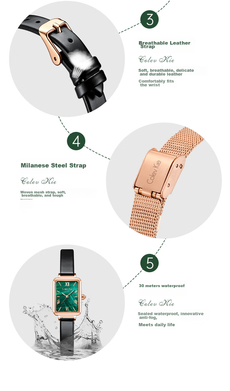 Colevkie Little Green Watch Women's Watch 2026 New Luxury Niche Brand Elegant Birthday Gift for Women 15