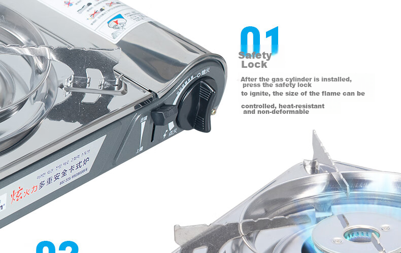Jauto MAXSUN Portable Cassette Stove MS-3800DFS Outdoor Barbecue Butane Gas Stove, Silver Gray 25
