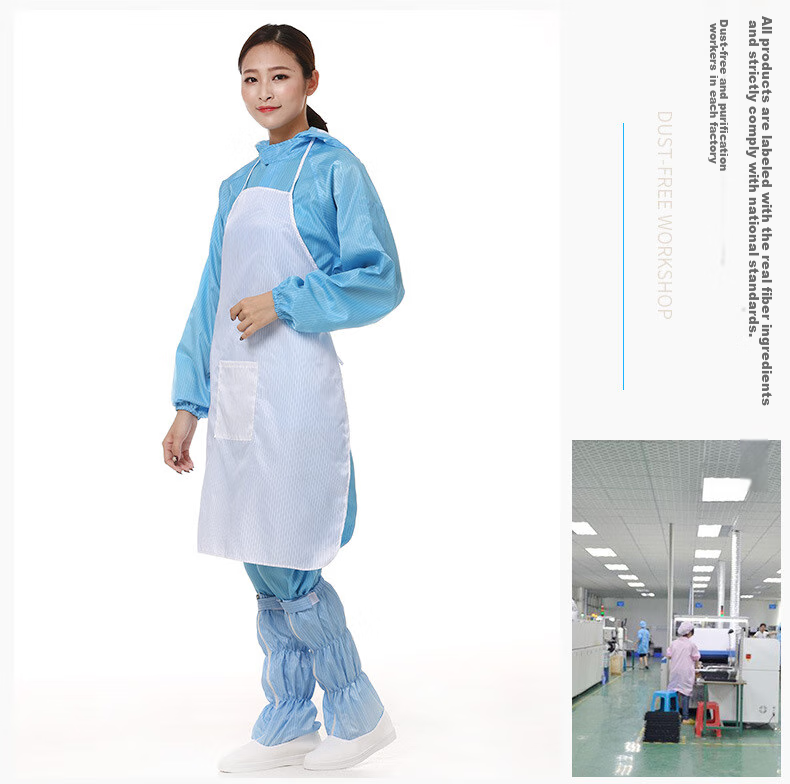 BAIGE Anti-Static Apron, Dust-Free Workshop Food Dust-Proof Apron, Work Apron Workwear, White [1 Piece], CW774561 7